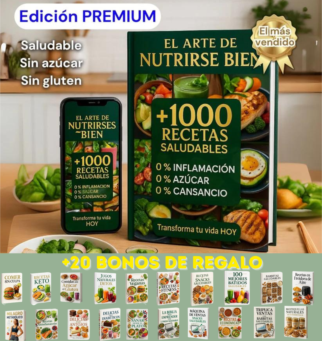 Restablece tu cuerpo: +1000 RECETAS SALUDABLES EXCLUSIVAS + 20 REGALOS PREMIUM🎁