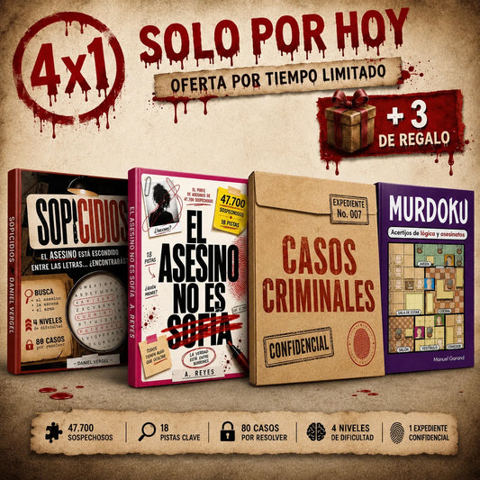 4X1 | El Asesino No Es Sofía (PDF): 47.700 Sospechosos, 18 Pistas, 1 Nombre + 3 Libros Digitales de Regalo